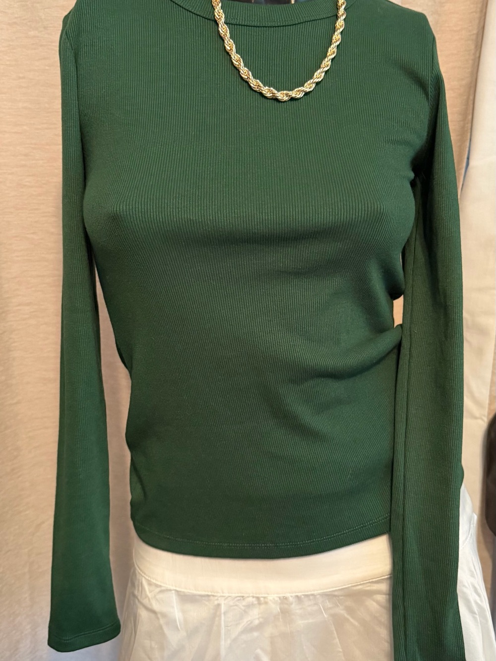 Old Navy Women's Ribbed Long-Sleeve Top in Forest Green